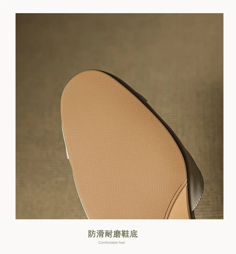 Summer sandals, round toe, chunky heel, mid-heel, closed toe, fashion leather women's shoes