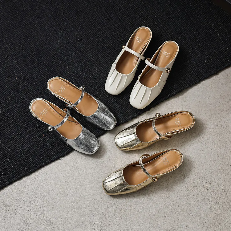 Spring Slippers, Square Toe, Wedge Heel, Sheepskin Fashion Women's Shoes, 3-30c, Light Fashion Sandals/Mini Slippers
