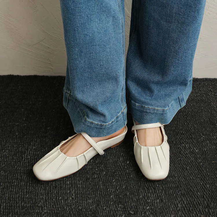 Spring Slippers, Square Toe, Wedge Heel, Sheepskin Fashion Women's Shoes, 3-30c, Light Fashion Sandals/Mini Slippers