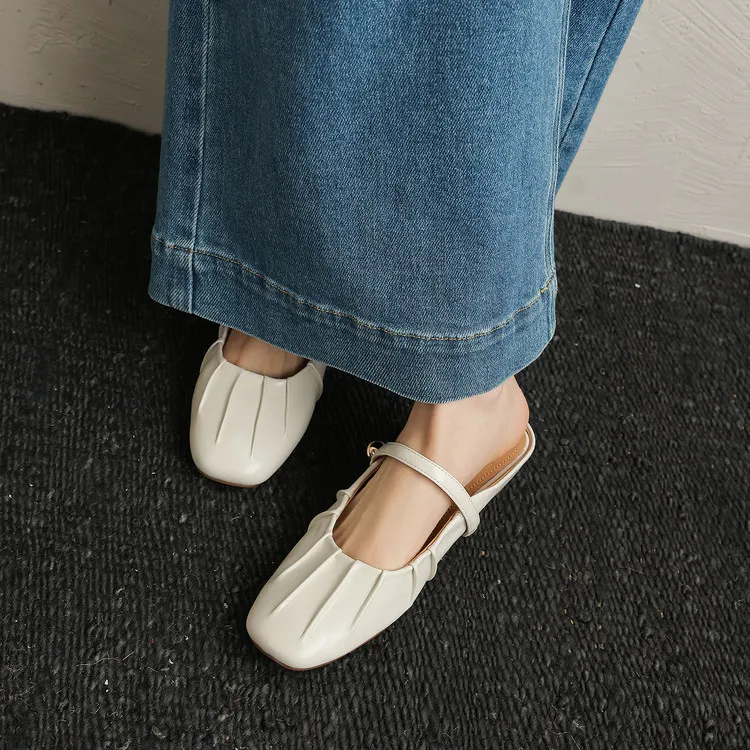 Spring Slippers, Square Toe, Wedge Heel, Sheepskin Fashion Women's Shoes, 3-30c, Light Fashion Sandals/Mini Slippers