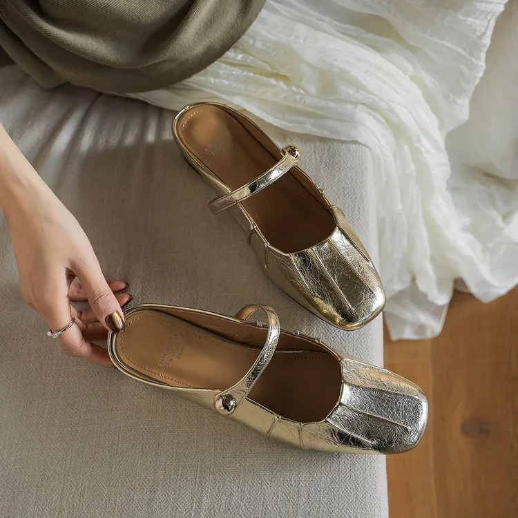 Spring Slippers, Square Toe, Wedge Heel, Sheepskin Fashion Women's Shoes, 3-30c, Light Fashion Sandals/Mini Slippers
