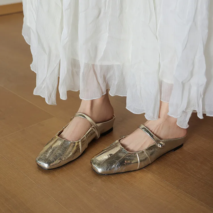 Spring Slippers, Square Toe, Wedge Heel, Sheepskin Fashion Women's Shoes, 3-30c, Light Fashion Sandals/Mini Slippers