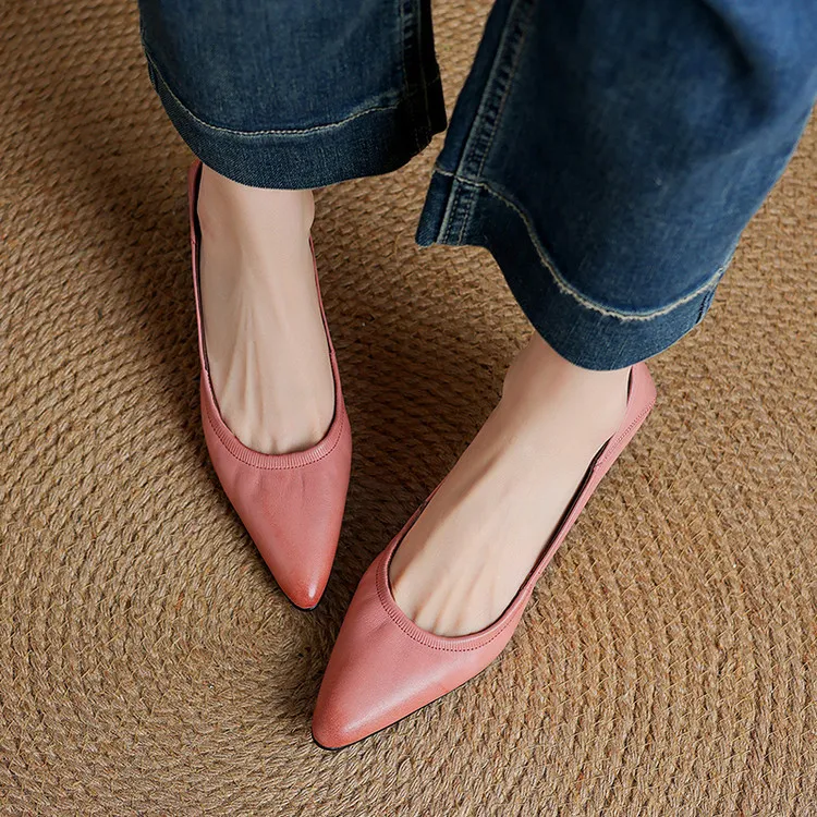 Discontinued - Remaining Sizes - Spring Pointed Toe High Heel Fashion Women's Shoes, Cowhide Comfortable Shoes 3-25k