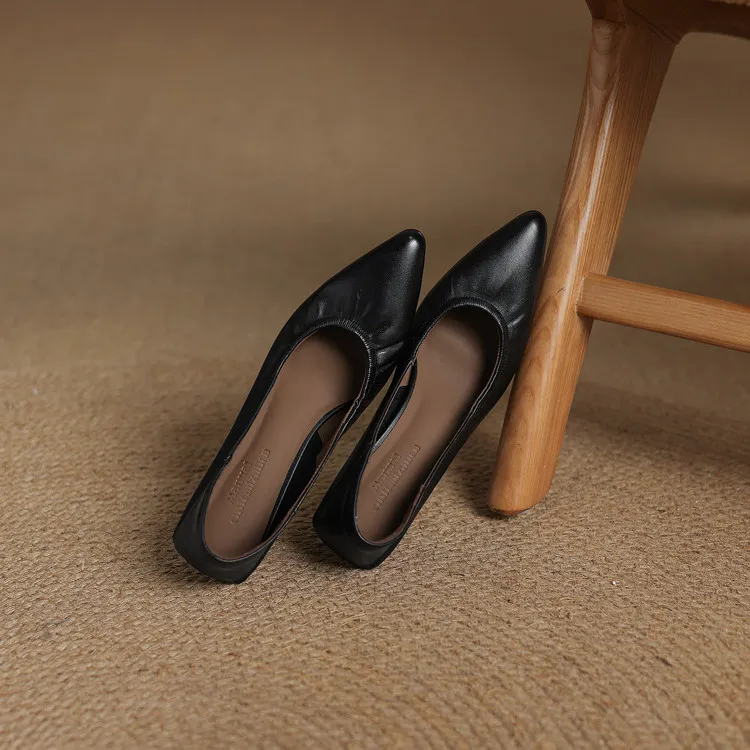 Discontinued - Remaining Sizes - Spring Pointed Toe High Heel Fashion Women's Shoes, Cowhide Comfortable Shoes 3-25k