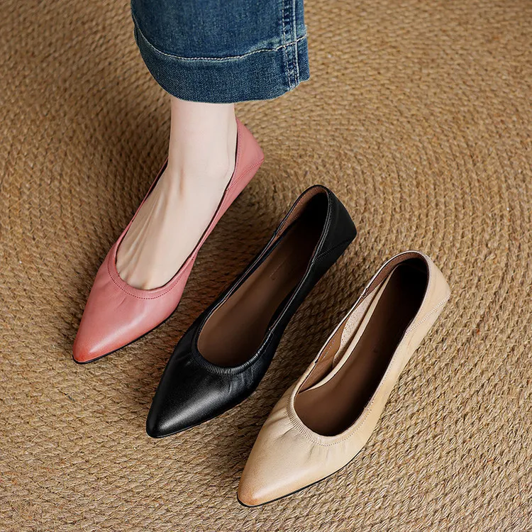 Discontinued - Remaining Sizes - Spring Pointed Toe High Heel Fashion Women's Shoes, Cowhide Comfortable Shoes 3-25k