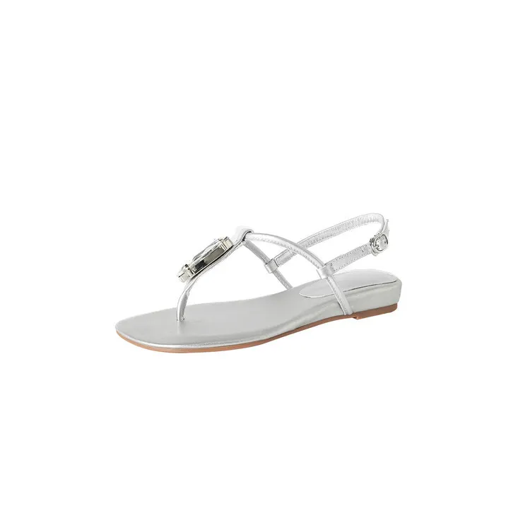 Summer sandals, square toe, wedge heel, cowhide, fashion women's shoes, 3-25z