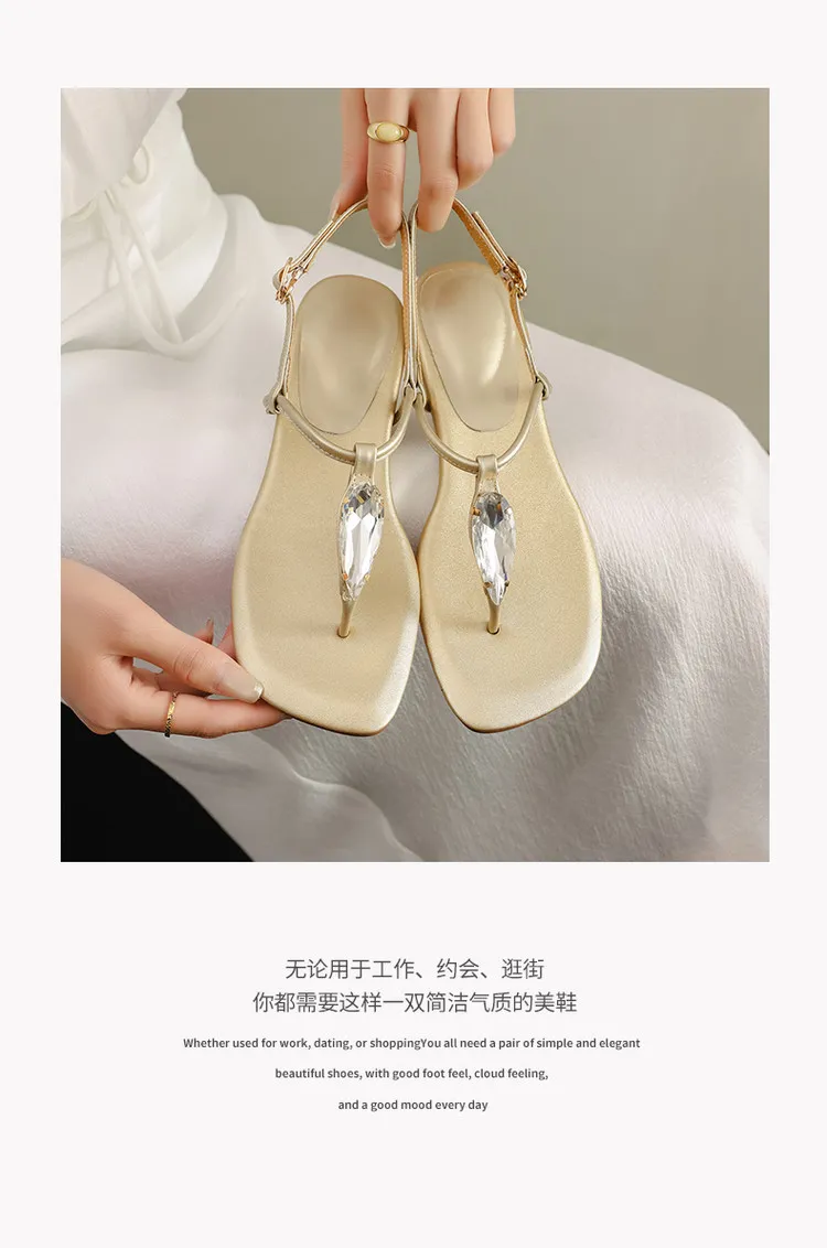 Summer sandals, square toe, wedge heel, cowhide, fashion women's shoes, 3-25z