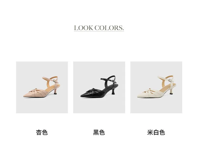 Summer pointed-toe stiletto heel buckle cowhide women's shoes 3-31q