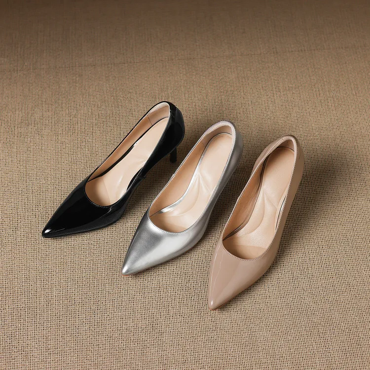 8cm high heel, 3 colors, spring and autumn single shoes, pointed toe, shallow mouth, stiletto heel, slip-on, elegant women's shoes, sizes 3-25L