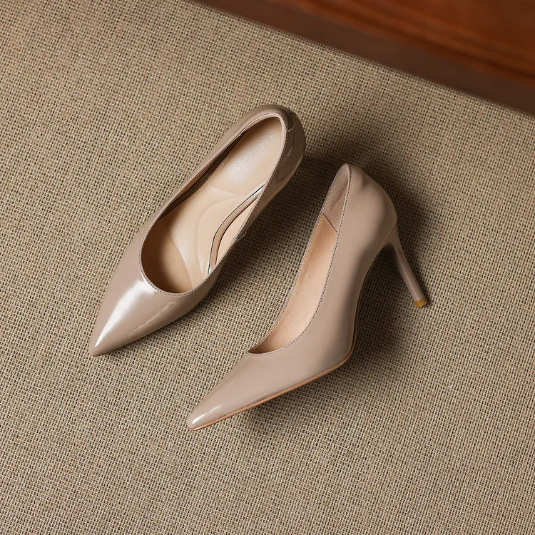 8cm high heel, 3 colors, spring and autumn single shoes, pointed toe, shallow mouth, stiletto heel, slip-on, elegant women's shoes, sizes 3-25L