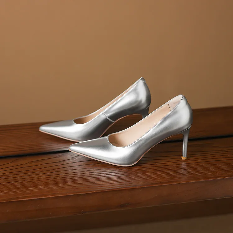 8cm high heel, 3 colors, spring and autumn single shoes, pointed toe, shallow mouth, stiletto heel, slip-on, elegant women's shoes, sizes 3-25L