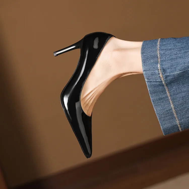 8cm high heel, 3 colors, spring and autumn single shoes, pointed toe, shallow mouth, stiletto heel, slip-on, elegant women's shoes, sizes 3-25L