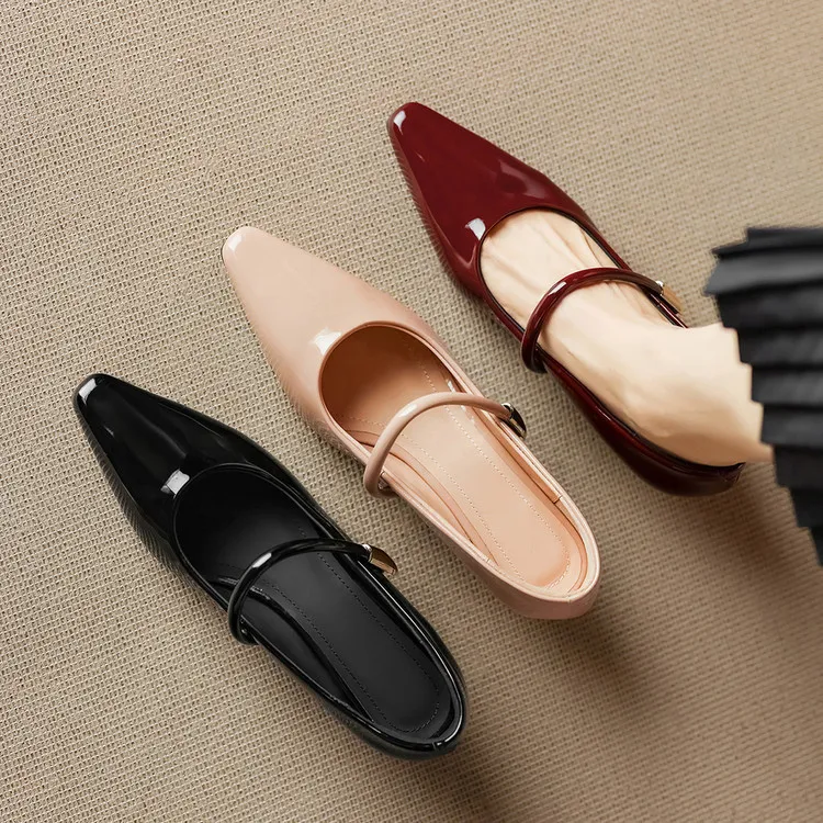 Spring single-shoe square-toe wedge heel sheepskin fashion women's shoes 3-31o
