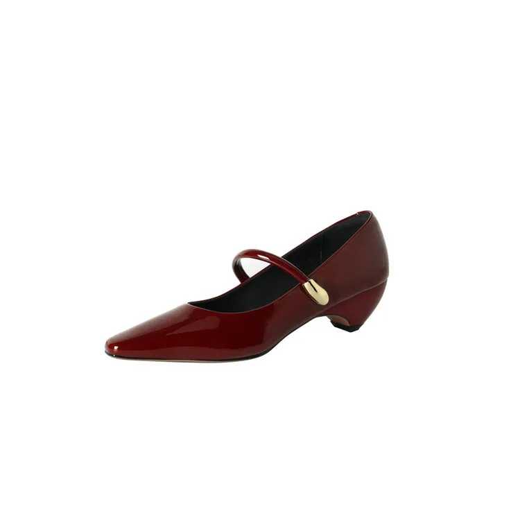 Spring single-shoe square-toe wedge heel sheepskin fashion women's shoes 3-31o