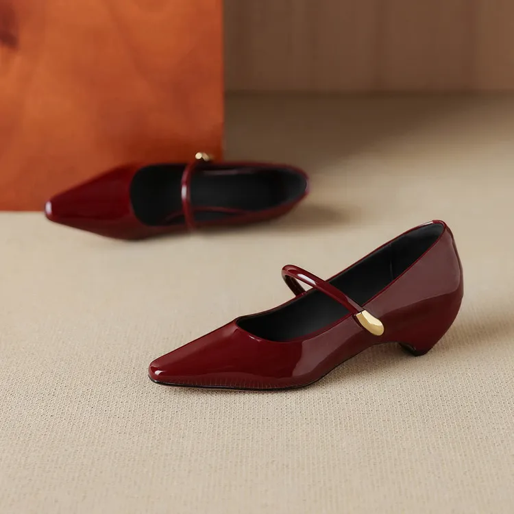 Spring single-shoe square-toe wedge heel sheepskin fashion women's shoes 3-31o