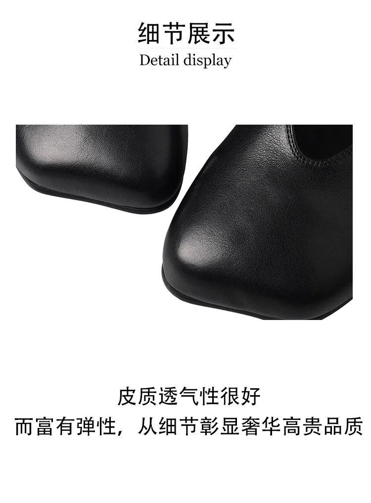 Spring Slippers, Square Toe, Closed Toe, Buckle, Fashionable Cowhide Comfortable Women's Shoes, 3-31p