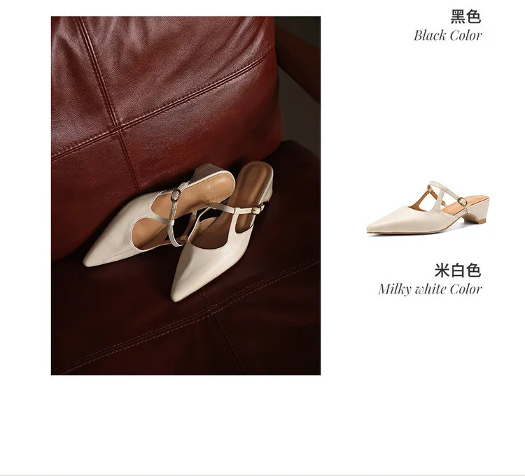 Spring/Summer Pointed Toe Closed Backless Slippers, Sheepskin Fashion Women's Shoes 4-6d