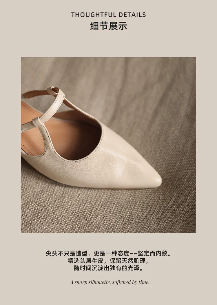 Spring/Summer Pointed Toe Closed Backless Slippers, Sheepskin Fashion Women's Shoes 4-6d