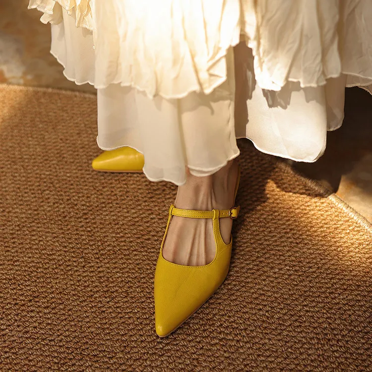 Spring/Summer Pointed Toe Closed Backless Slippers, Sheepskin Fashion Women's Shoes 4-6d