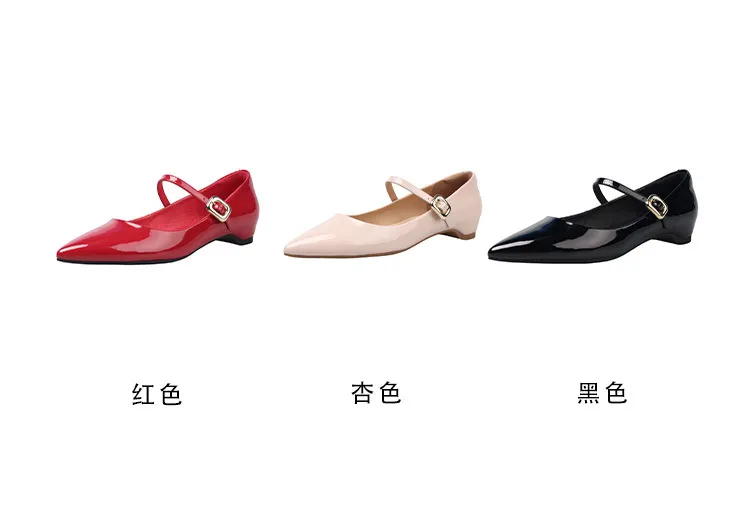 Spring pointed-toe buckle wedge heel fashion sheepskin women's shoes 3-30v