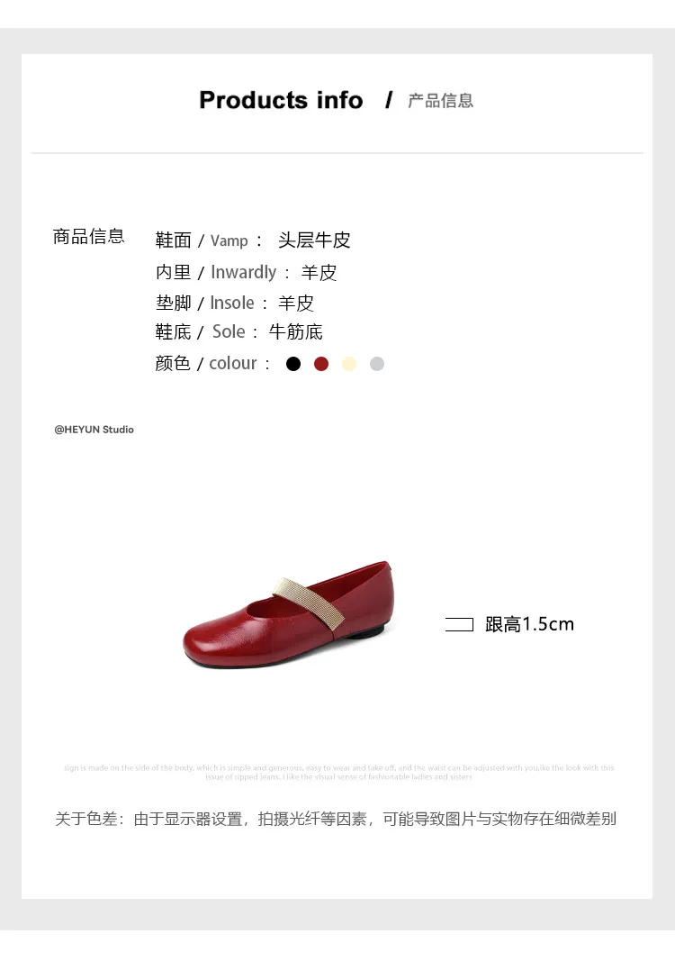 Spring single shoes, round toe, flat, cowhide slip-on fashion women's shoes, 3-25t