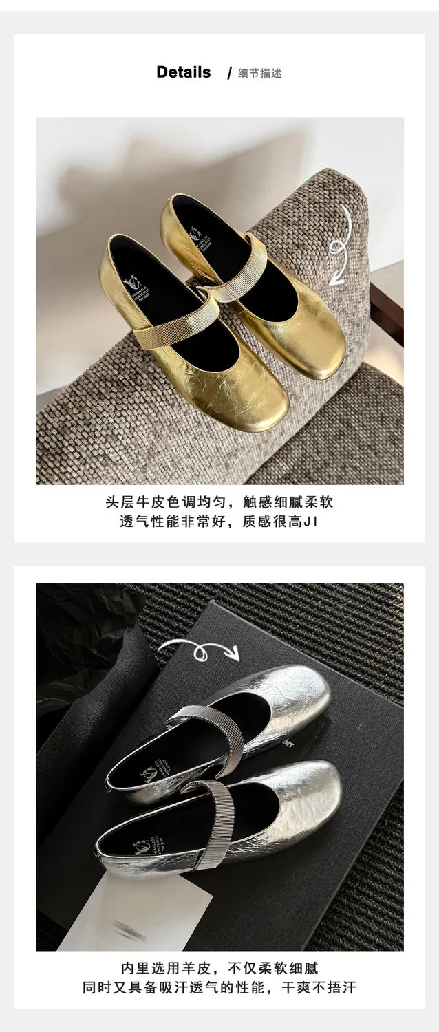 Spring single shoes, round toe, flat, cowhide slip-on fashion women's shoes, 3-25t
