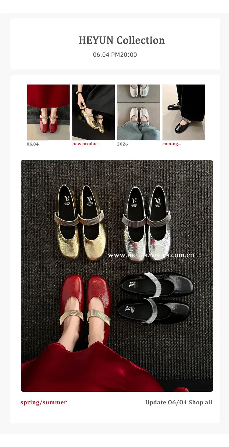 Spring single shoes, round toe, flat, cowhide slip-on fashion women's shoes, 3-25t