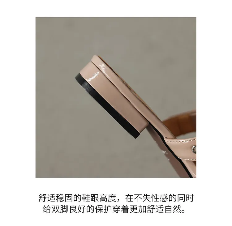 226 Summer Slippers Pointed Toe Closed Toe Chunky Heel Low Heel Cowhide Fashion Women's Shoes 4-6h
