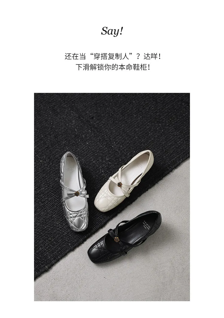 Spring single shoes, round toe, low heel, bow, sheepskin fashion women's shoes, 3-30b