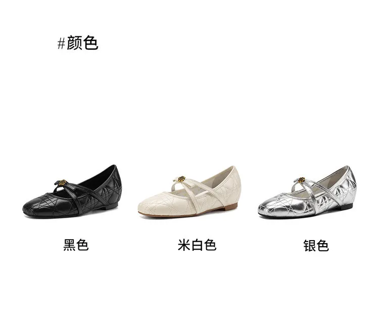 Spring single shoes, round toe, low heel, bow, sheepskin fashion women's shoes, 3-30b