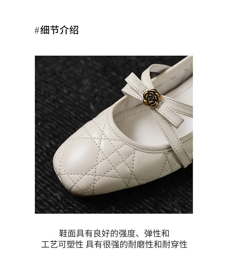 Spring single shoes, round toe, low heel, bow, sheepskin fashion women's shoes, 3-30b