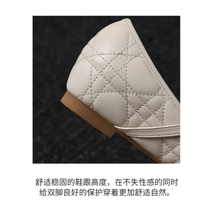 Spring single shoes, round toe, low heel, bow, sheepskin fashion women's shoes, 3-30b