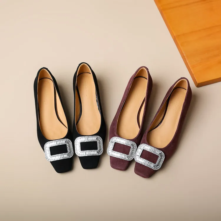 Spring single shoes, square toe, chunky heel, high heel, rhinestone fashion women's shoes, 4-6m.