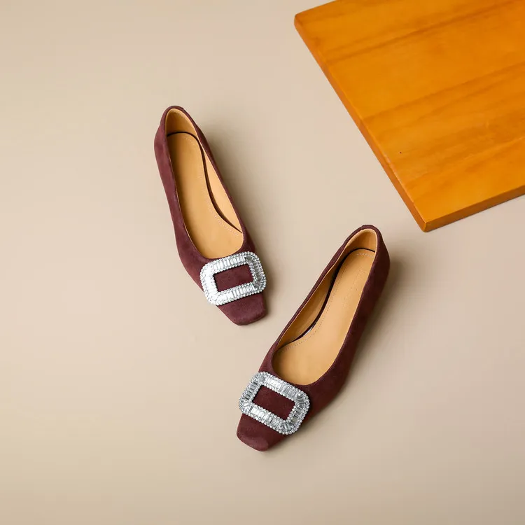 Spring single shoes, square toe, chunky heel, high heel, rhinestone fashion women's shoes, 4-6m.