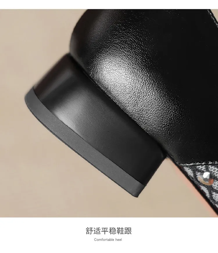 Summer single shoes, square toe, buckle, chunky heel, low heel, fashion women's shoes, 4-6F