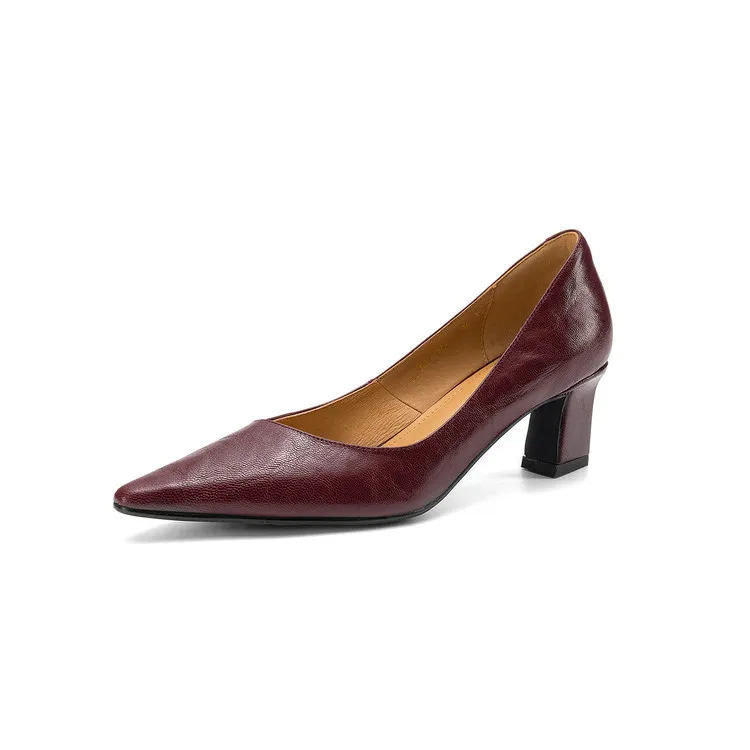 Spring pointed-toe chunky heel high-heeled fashion sheepskin women's shoes 4-6b