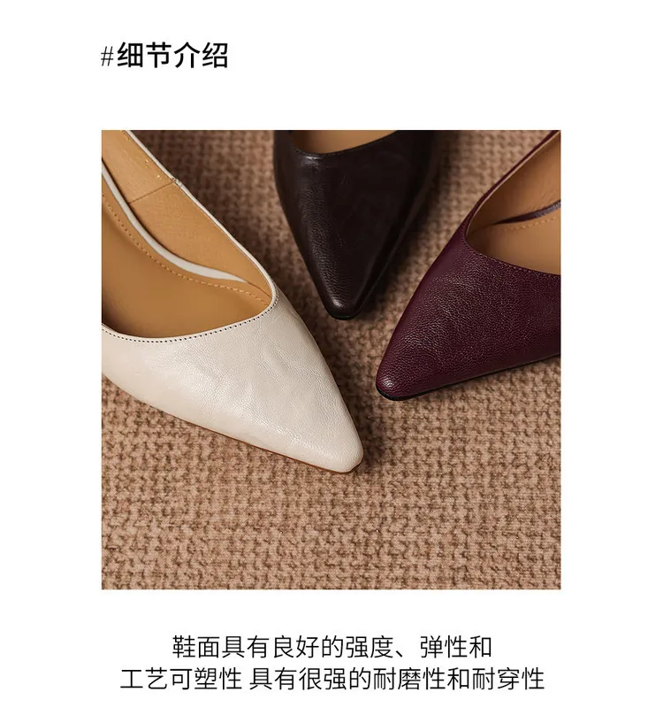 Spring pointed-toe chunky heel high-heeled fashion sheepskin women's shoes 4-6b