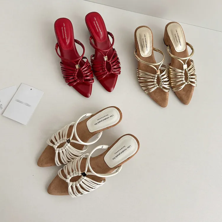 Summer pointed-toe high-heeled wedge sandals, fashion women's shoes, 4-6R, stylish sandals and slippers