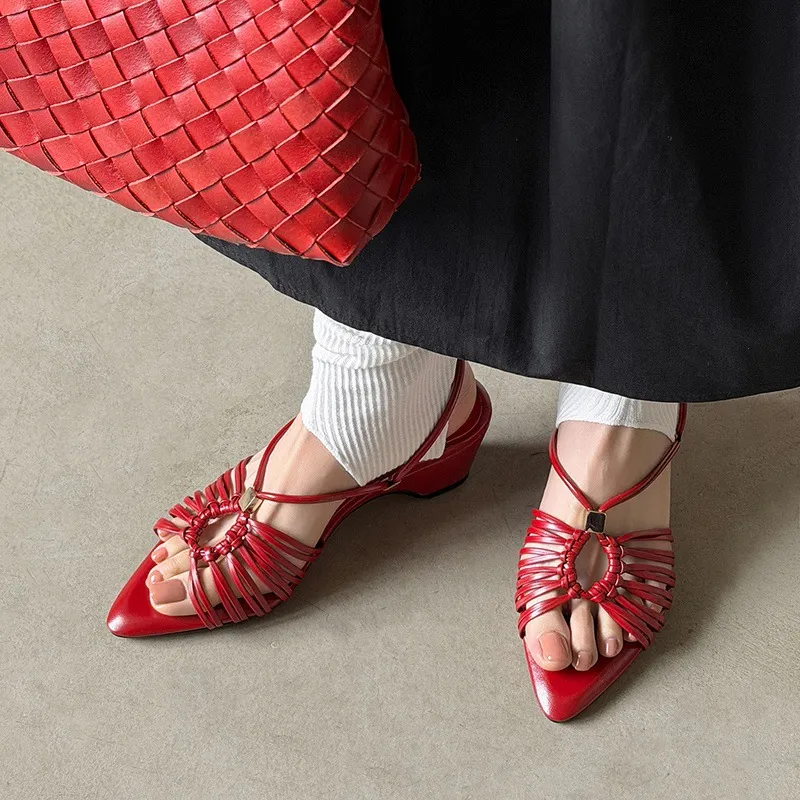 Summer pointed-toe high-heeled wedge sandals, fashion women's shoes, 4-6R, stylish sandals and slippers
