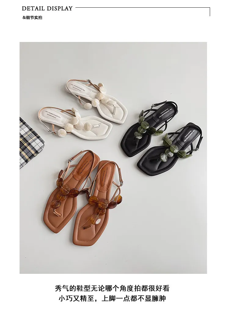 Summer square-toe flat fashion women's sandals 4-6q