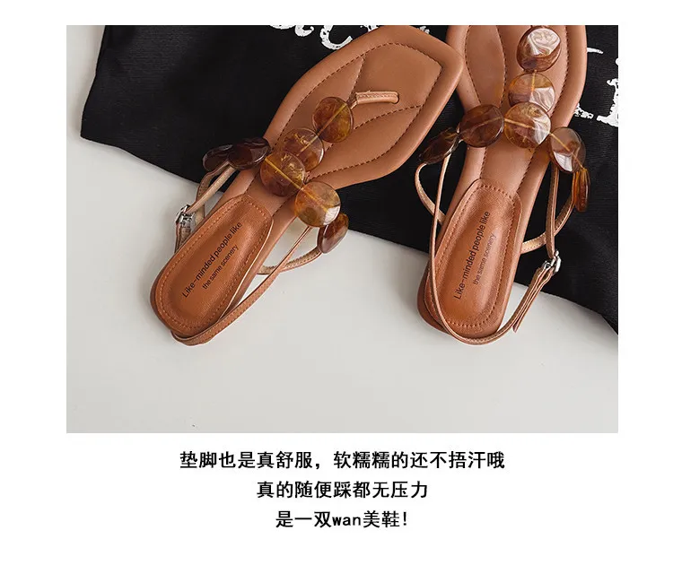 Summer square-toe flat fashion women's sandals 4-6q