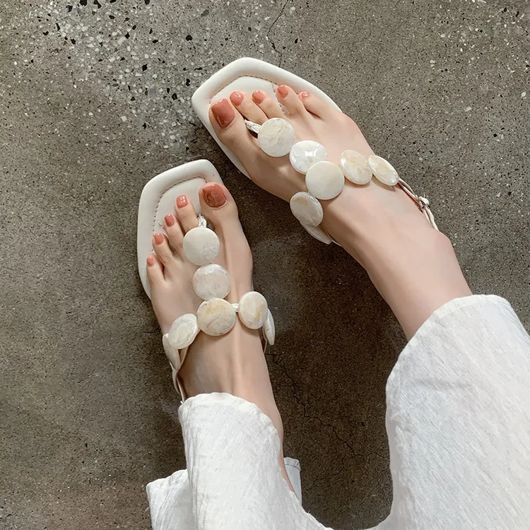 Summer square-toe flat fashion women's sandals 4-6q