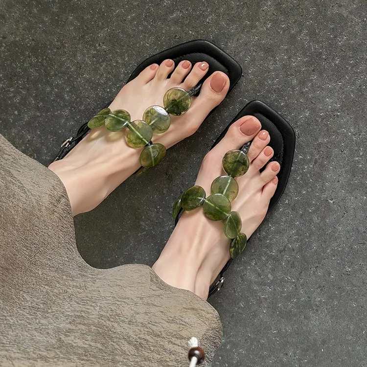 Summer square-toe flat fashion women's sandals 4-6q