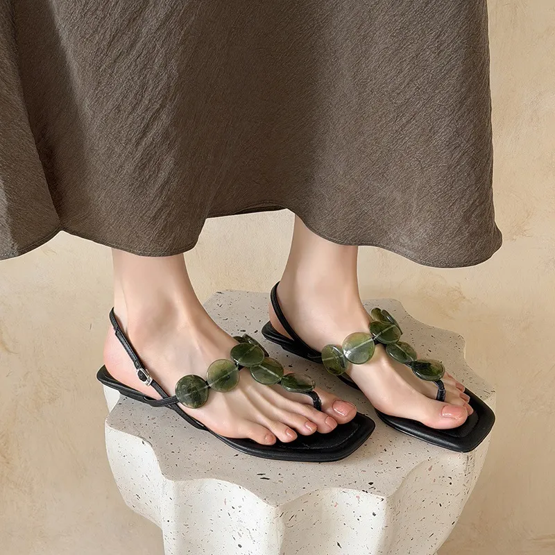 Summer square-toe flat fashion women's sandals 4-6q