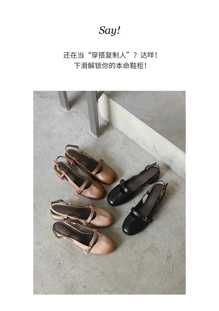 Summer sandals, closed toe, open back buckle, cowhide fashion women's shoes, 3-30u