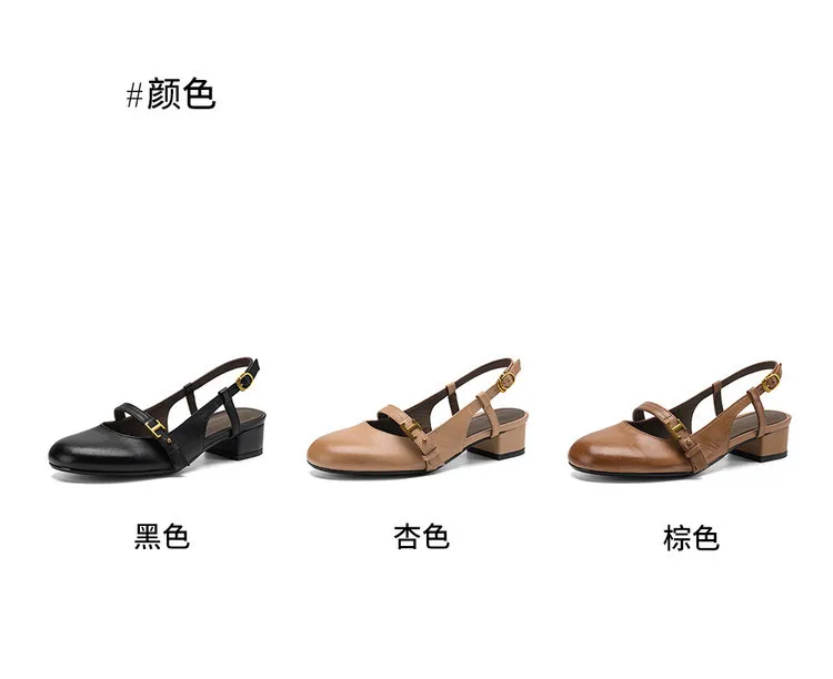 Summer sandals, closed toe, open back buckle, cowhide fashion women's shoes, 3-30u
