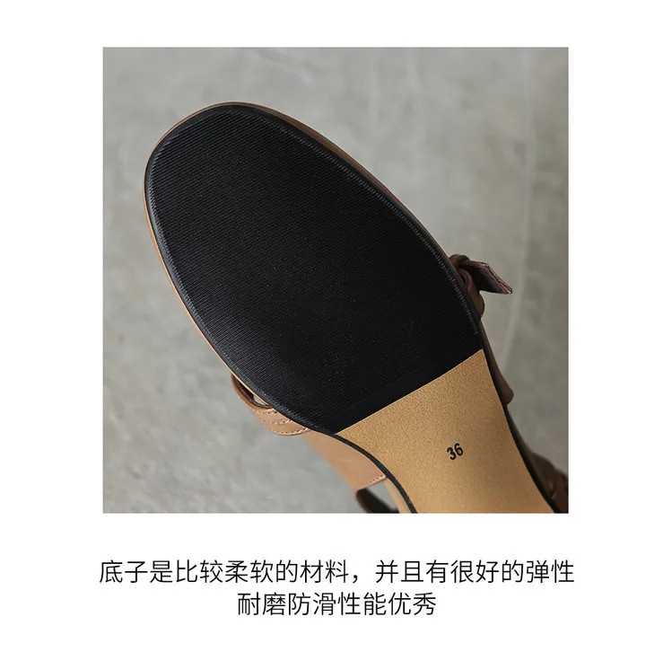Summer sandals, closed toe, open back buckle, cowhide fashion women's shoes, 3-30u