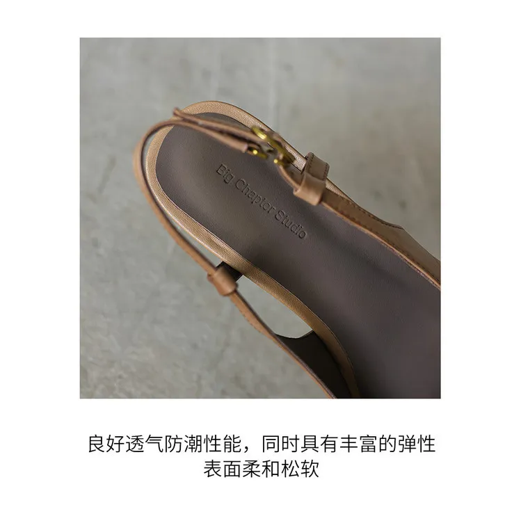 Summer sandals, closed toe, open back buckle, cowhide fashion women's shoes, 3-30u