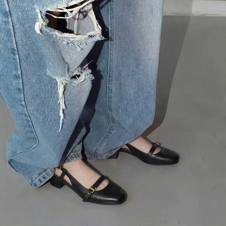 Summer sandals, closed toe, open back buckle, cowhide fashion women's shoes, 3-30u