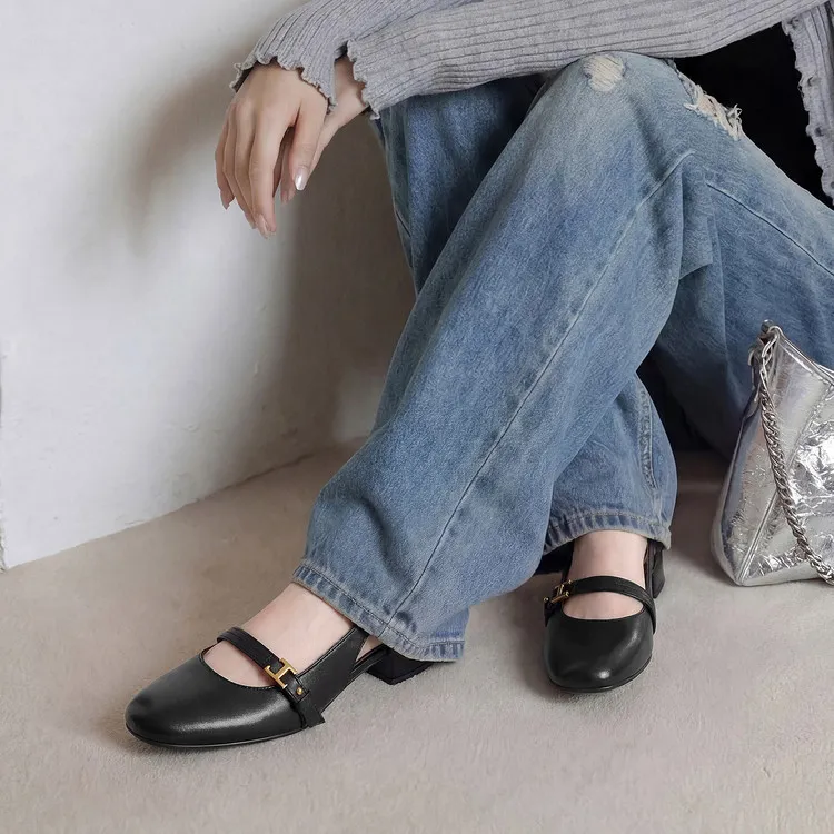 Summer sandals, closed toe, open back buckle, cowhide fashion women's shoes, 3-30u